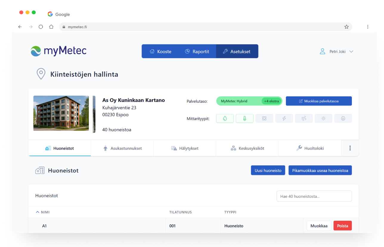 ClimaPri Cloud platform dashboard for building monitoring